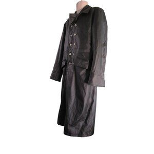 Trench Coat Duster Faux Vegan Leather Lined Military Style Large Unbranded GUC